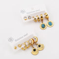 Vintage Style 2-Pair Blue Turquoise Pendant Earrings Set 3-Pairs/SET Stainless Steel for Women's Gift