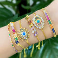 Fashion Jewelry 18K Gold Plated Brass Zircon Pull Bracelet Women's Evil's Eye Crystal Wedding Anniversary Party