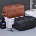 Custom Personalized Best Black Brown Mens Genuine Leather Zipper Hanging Dopp Travel for Bag with Compartments
