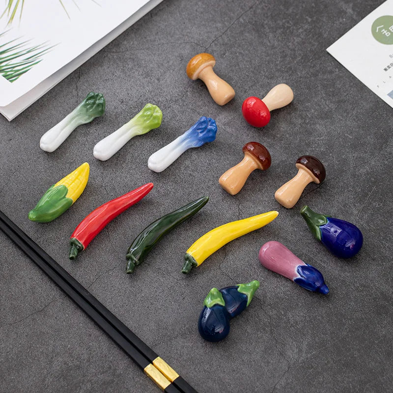 Novelty Ceramic Vegetable Shape Chopstick Holder Porcelain Tableware Decorative Chopstick Rest Stand