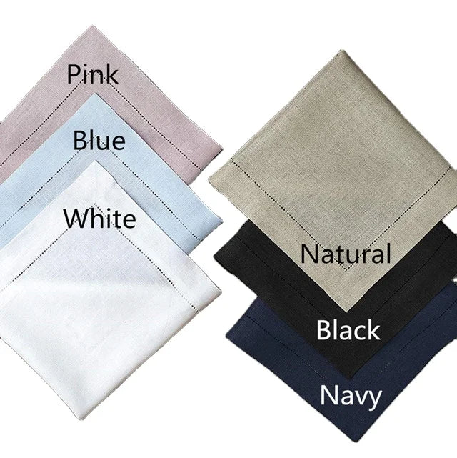 100% French Linen Napkin  Table Cloth table Runner Place Mat hemstitched Napkins Low M O Q