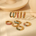 Nabest Gold Plated Stainless Steel Wedding Bridal Hoop Earrings Waterproof Women Colored Zircon Huggie Earing