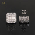 Luxury Baguette Diamond Iced Out Jewelry Gold Plated Hip Hop Moissanite 925 Silver Stud Earrings