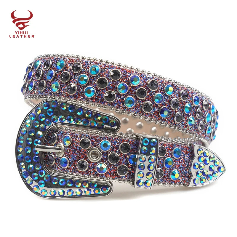Factory Original Purple Color Rhinestone Kids Belts Fashionable Western Shiny Buckle Bb Simon Children Belt