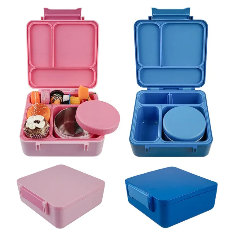 Factory OEM Plastic Lid 1800ml Leak-Proof BPA Free Easy Open One Clip Portable 4-Compartment Dishwasher Safe Soup Bento Box