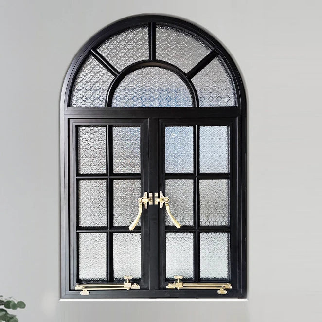 Modern Style Slim Frame Casement Black Stainless Steel Screen Thermal Break Aluminum Alloy French Windows