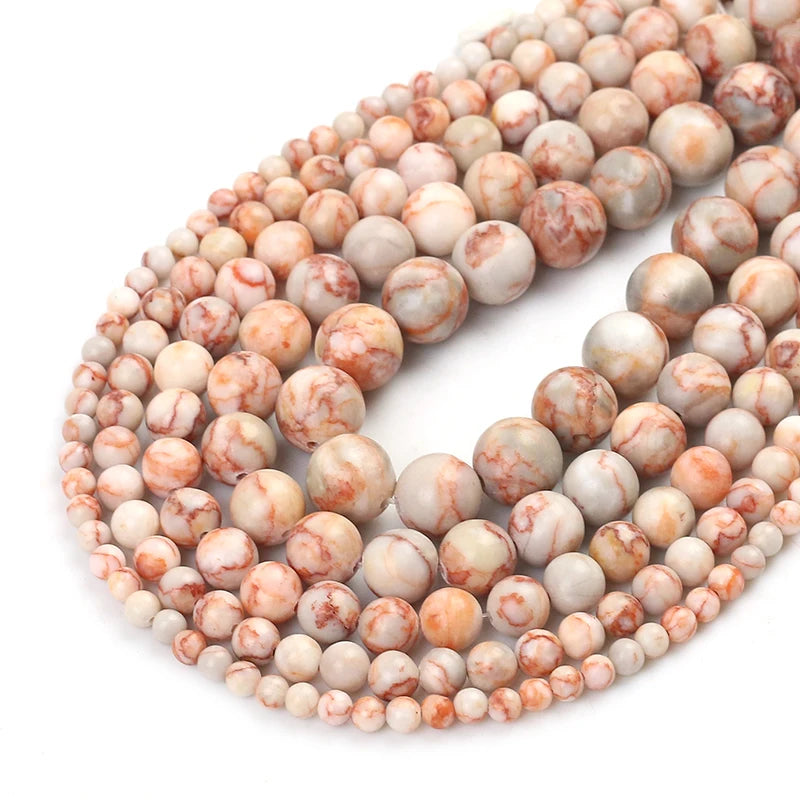 Wholesale 4/6/8/10/12mm Natural Red Network Jasper Beads Round Loose Beads Jewelry Making