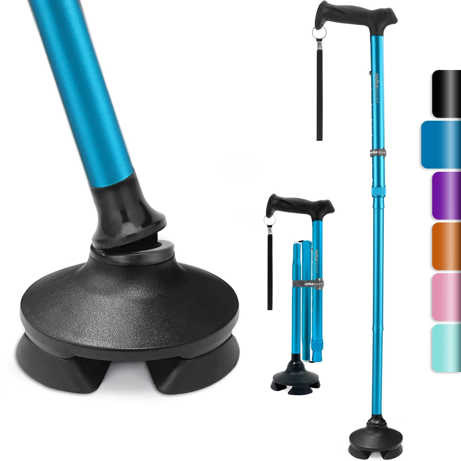 Rehaescort Custom Logo Adjustable Aluminum Walking Cane for Adults and Elderly-Multi-Use