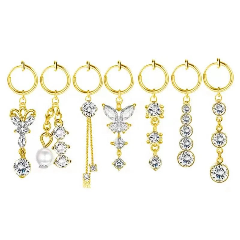 Gaby New butterfly Heart Moon Non Piercing Navel Ring Clip on Belly Button Ring Faux Belly Piercing Belly Cuff Jewelry