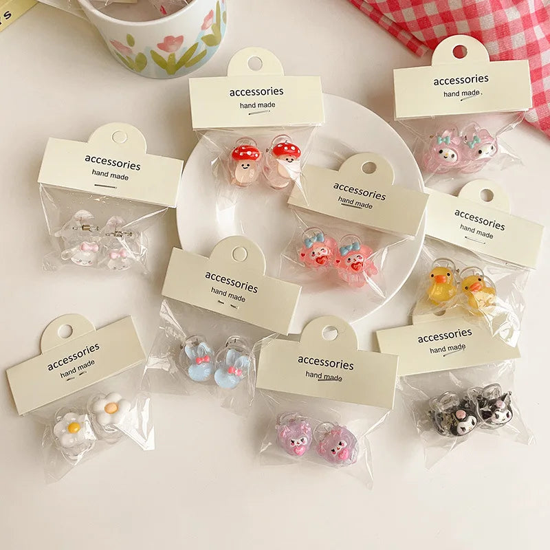 MIO 2.5cm Mini Plastic Hair Clip Set Kids Cute Cartoon Small Hair Claw Clip Little Girls Daily Animal Side Clip Hair Accessories