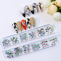 Paso Sico Hot Selling Shiny Glass AB Multi Sizes Mixed Flat Back Nail Rhinestone With Box 3D Nail Art DIY