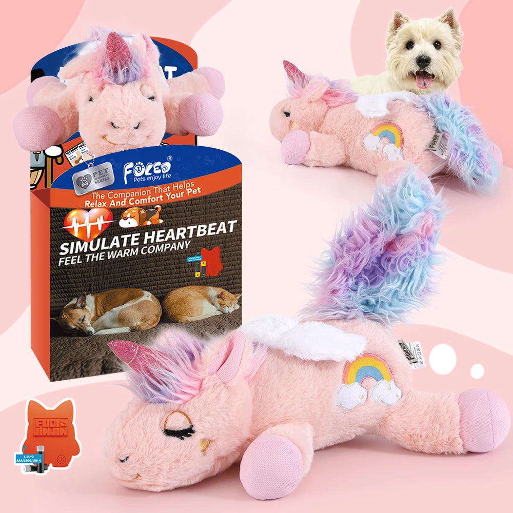 PETFULED Heartbeat Dog Toys Plush Comfort Puppy Stress Reducing Sleep Aid Crate  Durable Chew for Do