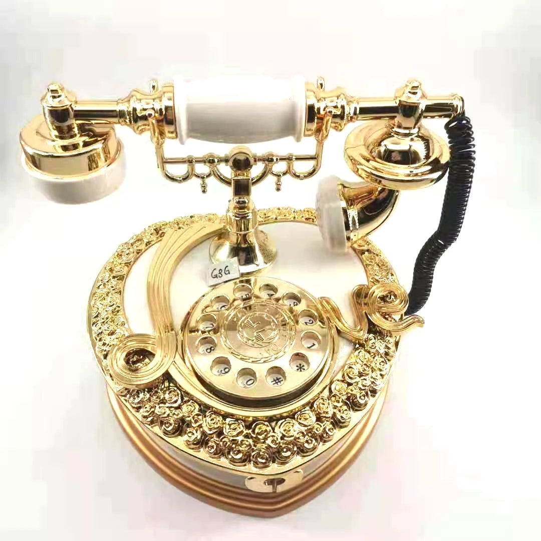 Creative Gold Gift Jewelry Music Box White Classical Telephone Music Box
