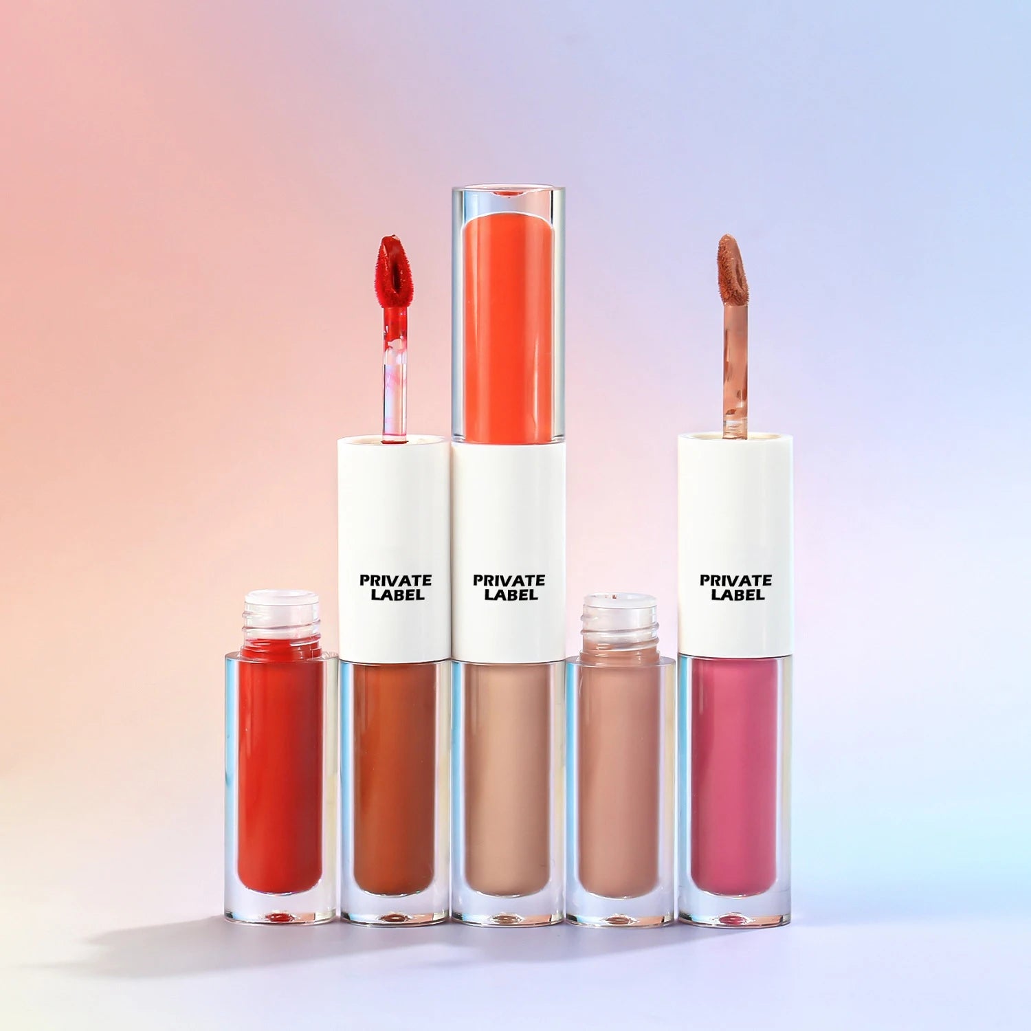 Private Label 2 in 1 Vegan Lipstick Lip Gloss Matte Glossy Waterproof 48 Options Nude Lip Makeup