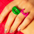 Exaggerated Fantasy Acrylic Rings Original Design Color Resin Lip Mouth Colorful Ring Jewelry Wholesale