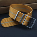 Premium Adjustable Luxury Stainless Steel Buckle Wrist Bracelet Strap 18mm 20mm 22mm Gold+Beige Striped Nylon Watch Strap