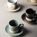Custom Logo Two-Color Design European Espresso Coffee Cup Set Vintage Retro Cup and Saucer Set