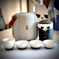 Custom Panda 300ml Ceramic Travel Tea Sets Chinese Kungfu Tea Set Porcelain Teapot Tea Canister With Portable Travel Bag