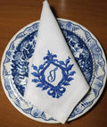 Classic Embroidered Square Handmade Reusable Linen Napkins 100% Linen Custom Letters for Home Airplane Events