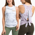 EU/US Summer New Fashion Comfortable Women's Sports Vest Colorful Skined Relax Back Out Tie up Thin Yoga Tank Top