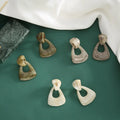 SC Retro Geometry Earrings Jewelry Women Wholesale Korean Elegant Resin Big Hollow Triangle Dangle Earrings