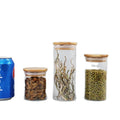 Wholesale Customized Round Kitchen Food Storage Glass Jars with Wooden Lids