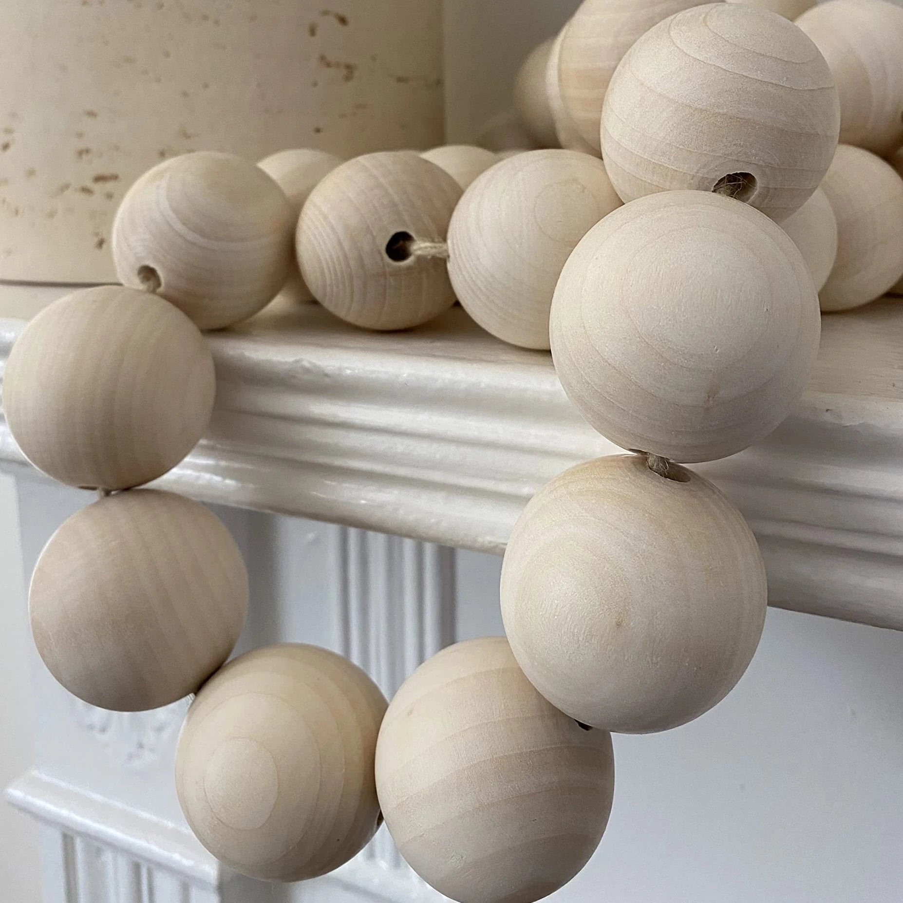 Wooden Farmhouse Beads 5 cm Large Bead Garland in 79 Inch Long for Contemporary Home Decor