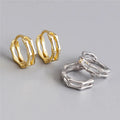 SP High Quality Sterling Silver Irregular Double Huggie 925 Hoop Earrings