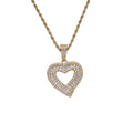 CN369 Bling Bling Heart Brass Setting CZ Hip Hop Necklace Iced Out Jewelry