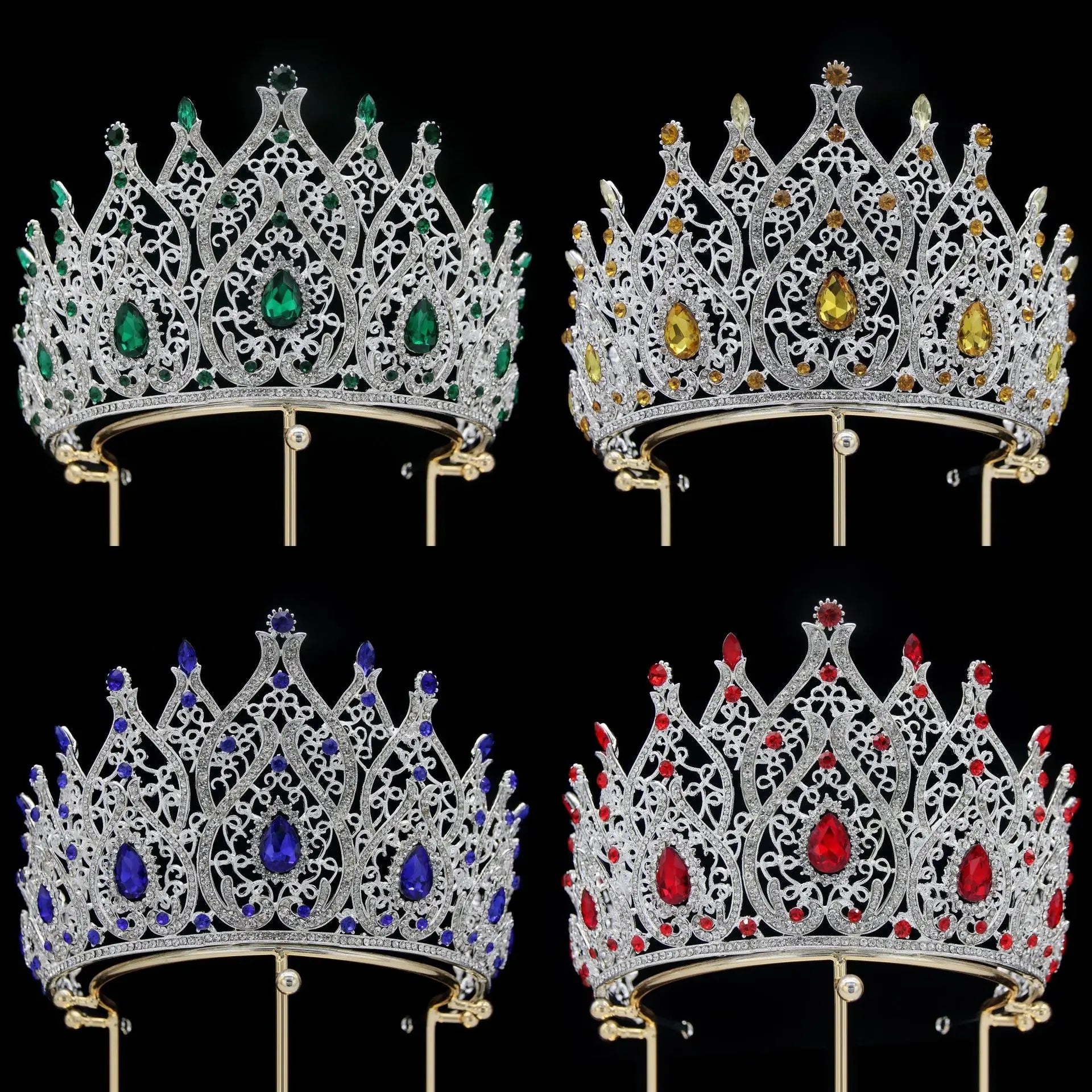 Miallo Baroque Pageant Crown Tiaras for Queen Headpiece Bridal Wedding Crown Alloy Rhinestone Hairband