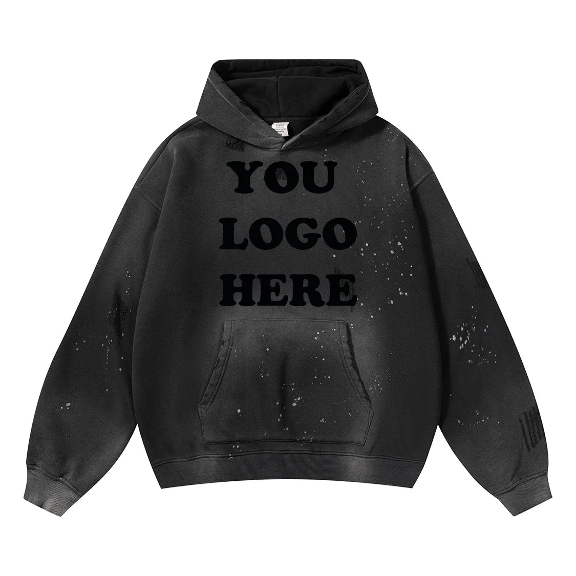 MOQ:1PCS Spray Dyed Hoodies 2026 Winter Solid Color Blank Fleece 100% Cotton Thick 360 Gsm Heavy Weight for Men