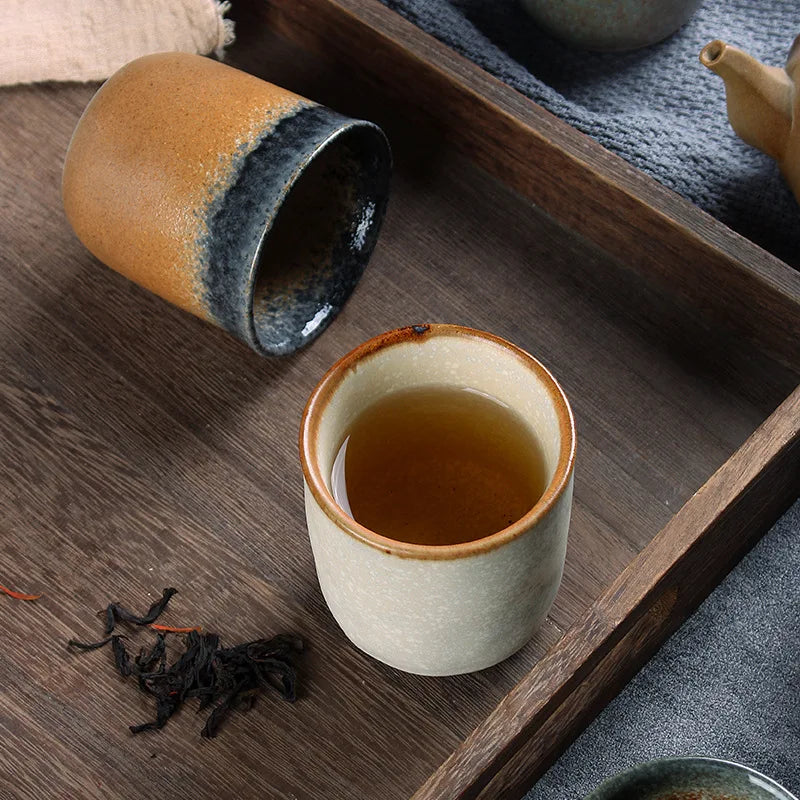Custom Unique Vintage Ceramic Coffee Mug Espresso Cups Gradient Glazed Japanese Arabic Style Creative Pottery Clay Tea Cup Mugs
