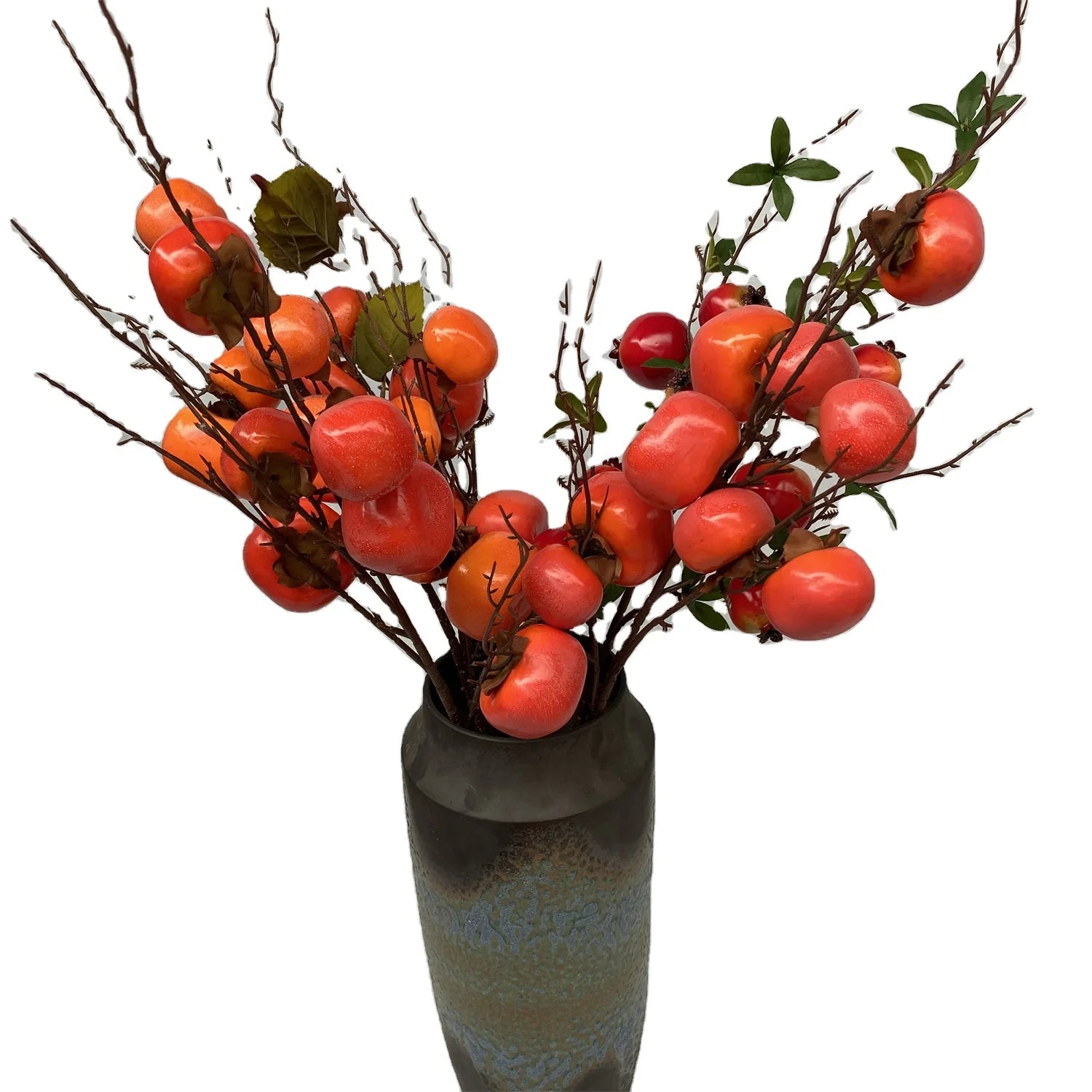 Competitive Price Good Quality Aromatic Dry  the Simulation 9-head Persimmon Plant Artificial Fruit
