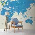 Customized 3D World Map Wallpaper Home Decor Unique Living Room Mural Using Silk PVC Fabric Soundproof Free Sample 1-Year