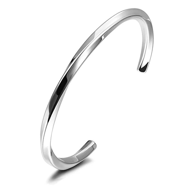 C-Shape Stainless Steel Norse Viking Cuff Twist Bracelet Mens Womens Pagan Amulet Talisman for Gift or Party