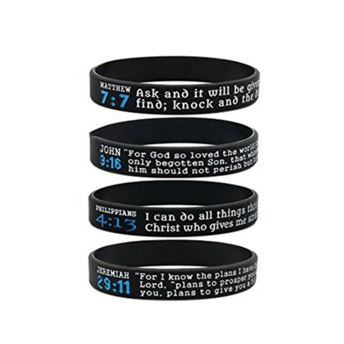 Fashion Personalized Bible Verse Wristbands Men Bracelet Silicone Wrist Band Bangle Gift