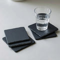 Wholesale 4-Inch Eco-Friendly 10 cm Bulk Slate Stone Coasters Classic Design Laserable Logo Set 4 for Restaurants Carton Packing