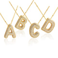 Gold Plated Hip Hop Iced Out CZ Letter Necklace Women Luxury Jewelry Alphabet A-Z 26 Capital Initial Letters Pendant Necklaces