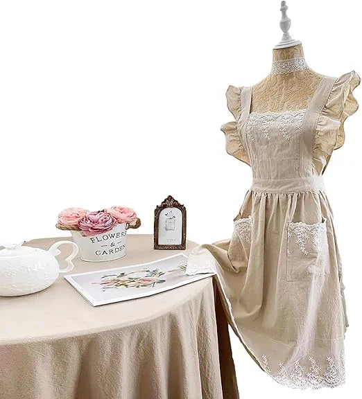 Eco-Friendly Cotton Kitchen Apron Floral Printed Durable Food Wash Cooking Cover Custom Logo for Garden Cleaning Apron