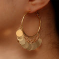 Simple Fashion Gold Color Bohemian Style Geometric Big Round Earrings for Women Fashion Big Wafer Earrings Jewelry