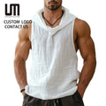2025 Summer Men Casual Hooded Vest Sleeveless Breathable Fitness Vest - Lightweight for Workouts & Gym (OEM/ODM Service)