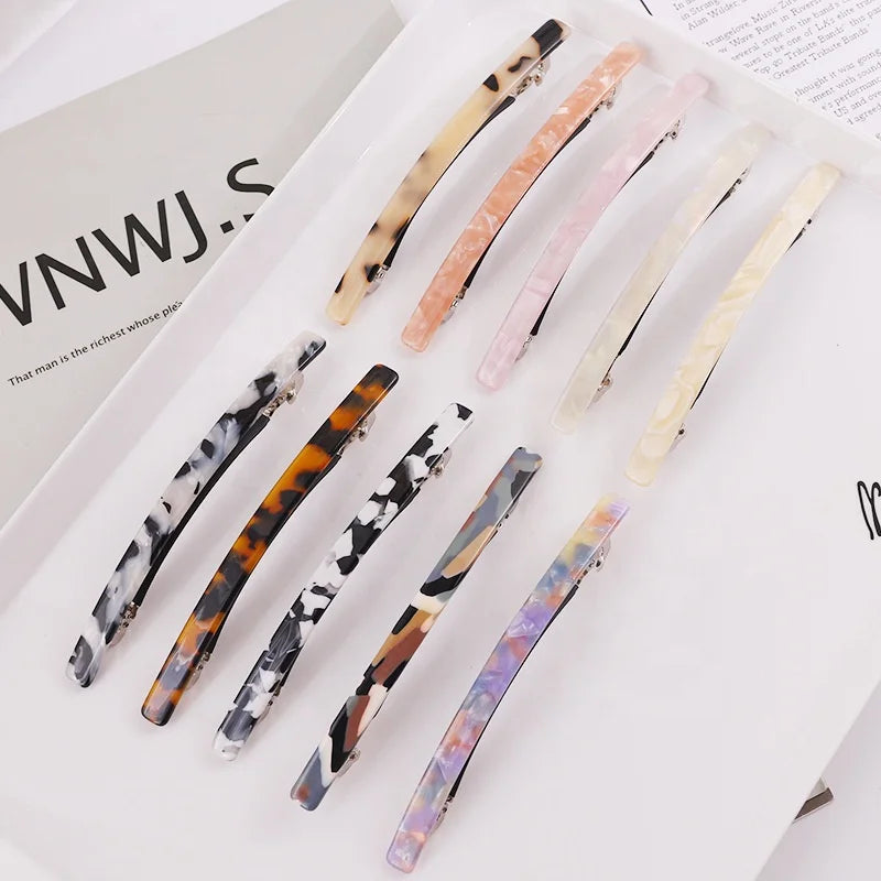 Classic Women Hair Barrettes Colorful Hair Barrette Clips Simple Rectangle Colorful Acetate Hair Clip Barrettes for Women