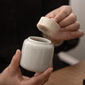 Ice Gray Glaze Corn Stuffed Tea Caddy Japanese Style Mini Small Sized Portable Sealed Cans Tea Warehouse Tea Canister