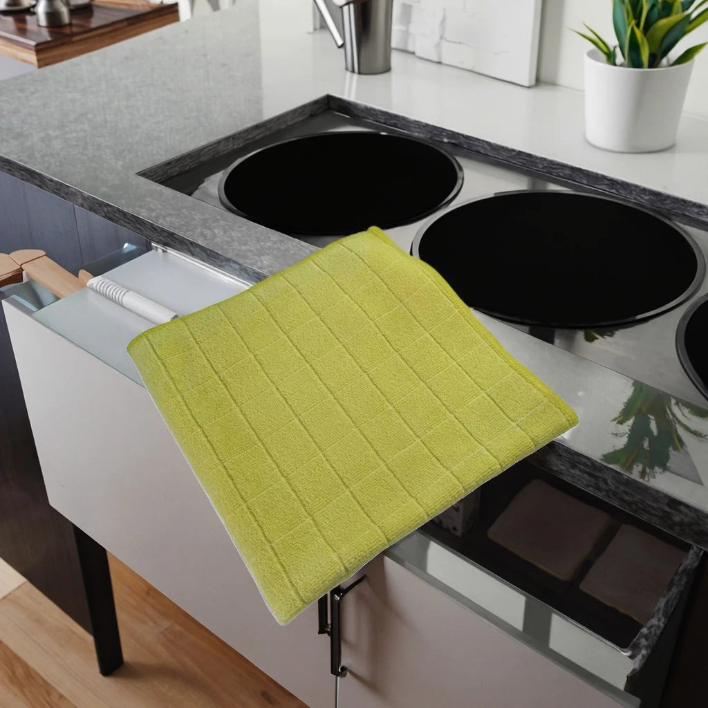 400gsm Microfiber Weft Grid Cleaning Towel Warp Knitted Lint-Free for Kitchen Car Wash Glasses Bathroom Use