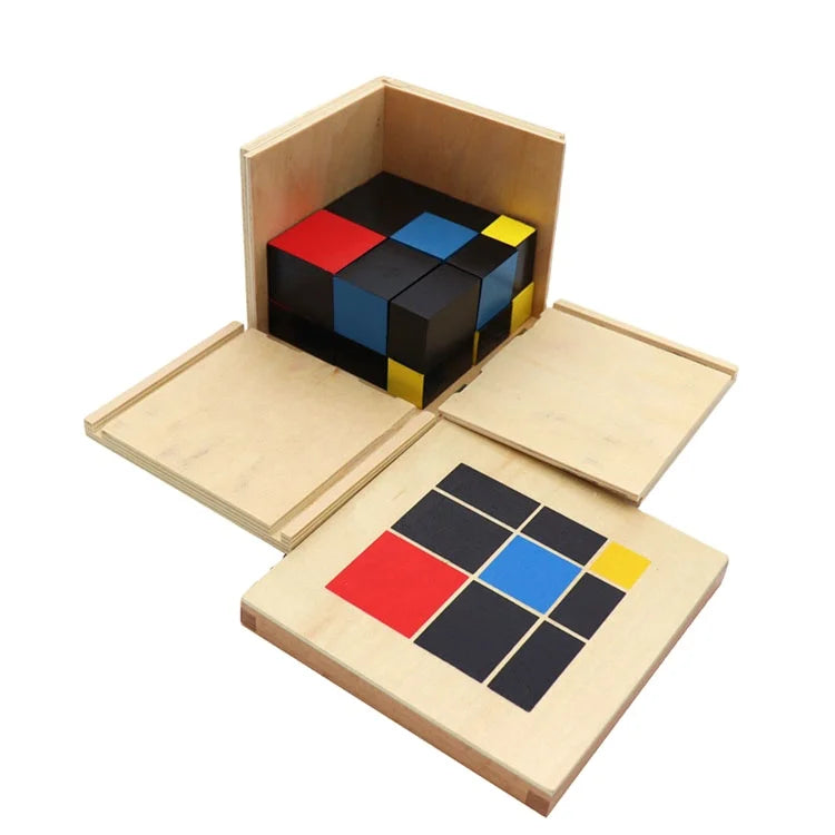 Montessori Binomial Cube Educational Kids Wooden Math Toy Trinomial Blocks for Learning