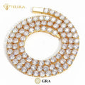 Wholesale Iced Out Moissanite VVS 3mm Round Tennis Necklace Moissanite Men 925 Silver Hip Hop Jewelry Moissanite Chain