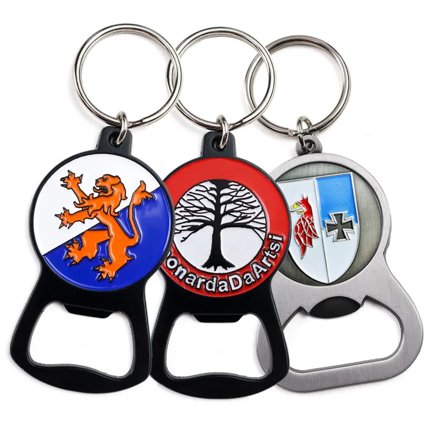 Custom logo Magnetic Sublimation Metal Key Chain Keyring Stainless Steel Beer Bottle Opener Keychain