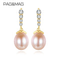 PAG&MAGFruit Pink Peach Earring Elegant Stud Sterling Silver Handmade Women Wedding Pearl Earrings