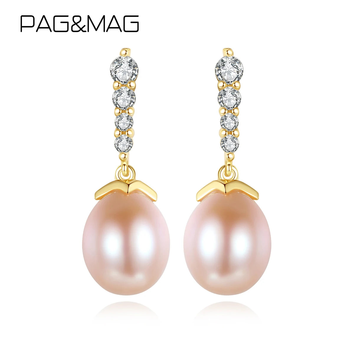 PAG&MAGFruit Pink Peach Earring Elegant Stud Sterling Silver Handmade Women Wedding Pearl Earrings