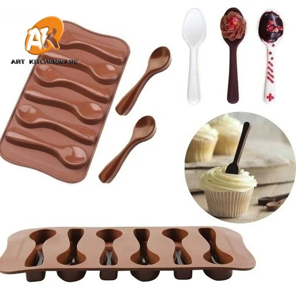 AK Hot Chocolate Spoon Mold/ Candy Cane Spoons Mold/ Peppermint Spoons Silicone Mold for Cocoa & Coffee Butterscotch Making